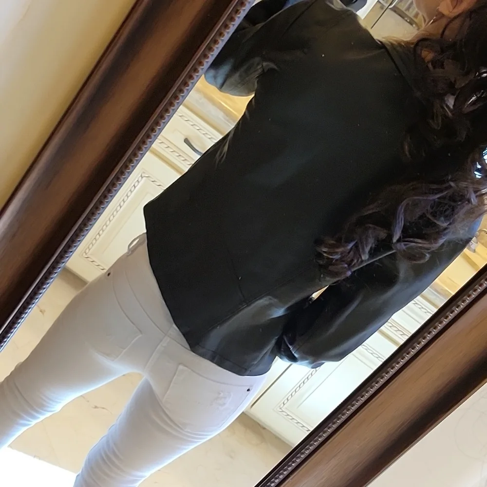 Collection B New York Faux Leather Hi-low Cascading Front Open Jacket, M - Picture 8 of 17